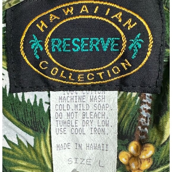 Vtg Hawaiian Reserve Coll. Shirt Mens L Aloha Tiki Floral Button Made In USA - Picture 3 of 7